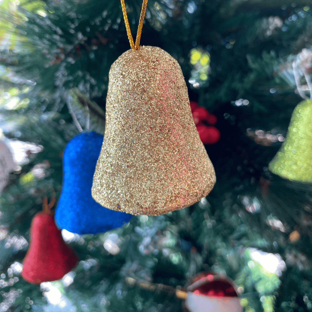 Glitter Multicolor Bells Tree Decoration Ornaments ? 6PC - Party and Festive Needs | Buy online on ZillyBuy