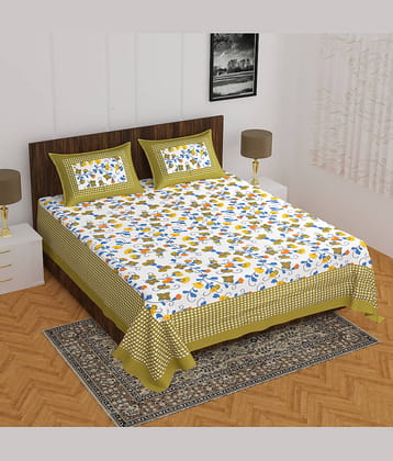 Cosito Cotton 1 Double Bedsheet with 2 Pillow Covers ( Multicolor )