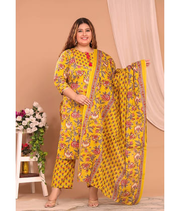 Avnii Cotton Printed Kurti With Pants Women's Stitched Salwar Suit - Blue ( Pack of 1 )