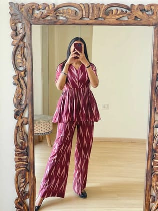 Style with Glamastitch's Exquisite Purple Ikkat Maxi Co-ord Set-S