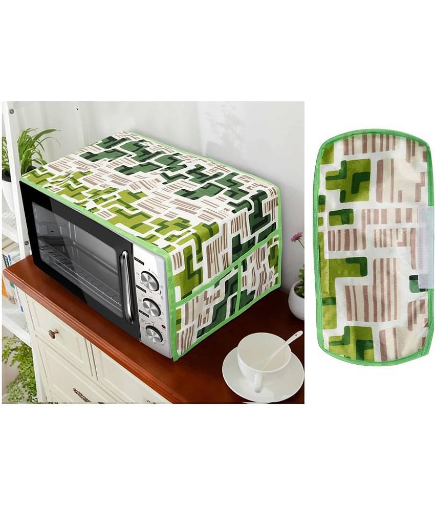 E-Retailer Set of 2 Polyester Green Microwave Oven Cover -