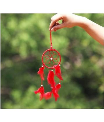 new lucky Feather Red Dream Catcher - Pack of 1 ( 10 X 3 cms )