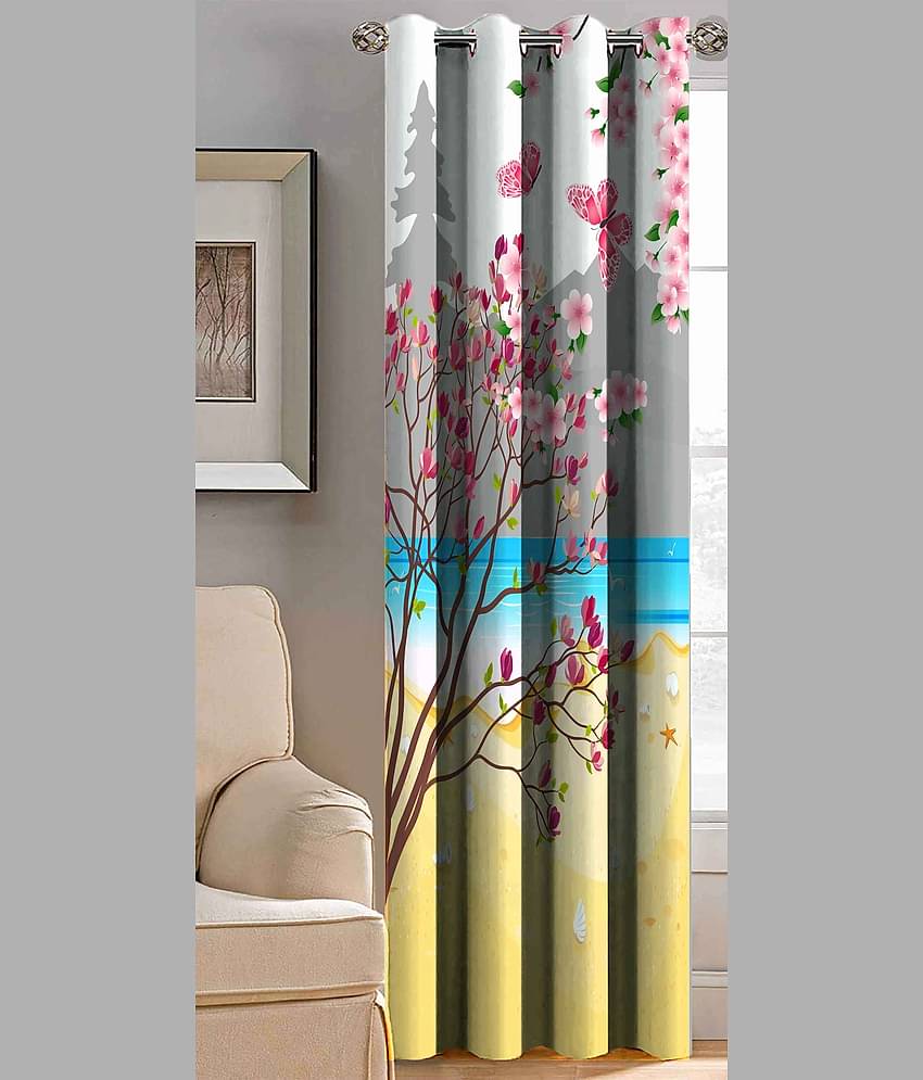 BELLA TRUE Printed Semi-Transparent Curtain 5 ft Pack of 1 Multicolor