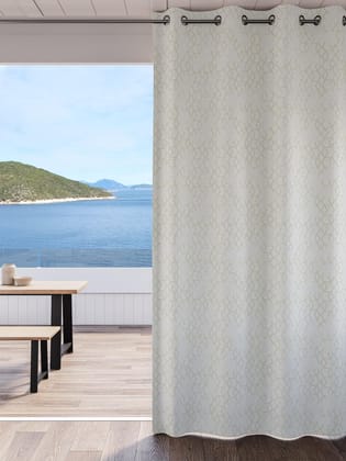 Ddecor Curtain Pack of 1, Polyster Plain & Textures Curtain, Door 7 Ft, Adaline, Room Darkening |135 CM X 225 CM, White