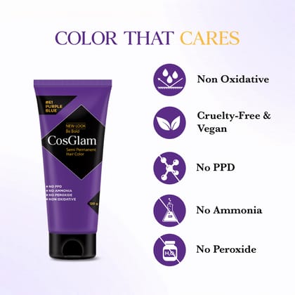 COSGLAM Semi Permanent Hair Color Purple Blue 120g and Hair Highlighter Kit 115g, Highlights Hair Dye