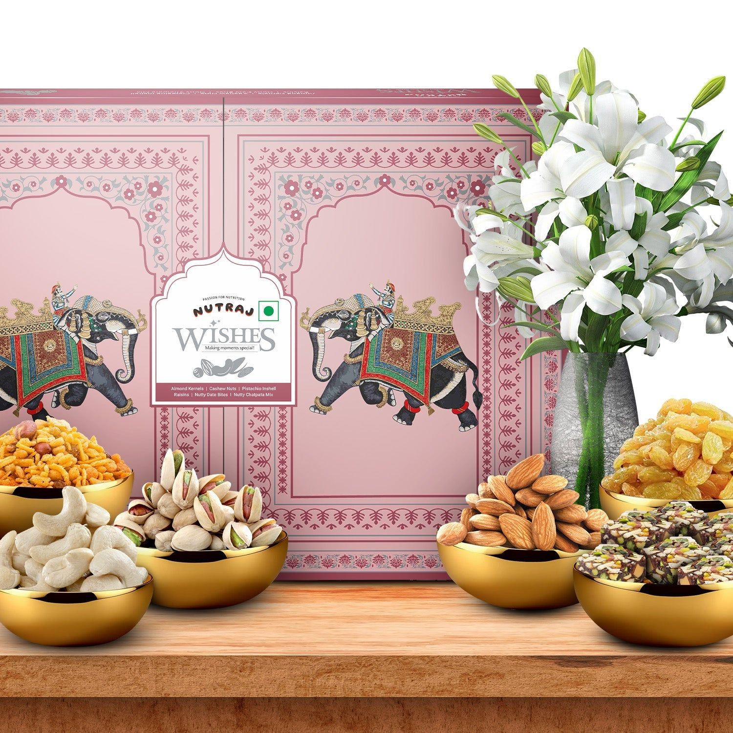 Nutraj Wishes Double Delight 1 Kg Diwali Gift Box | GB-88