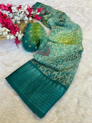 georgette saree with dobby border spray print