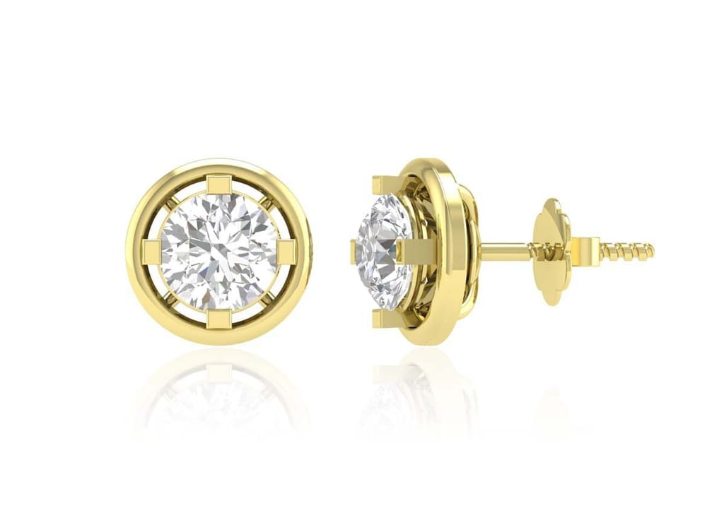 Gold Aureole Round Ear Studs