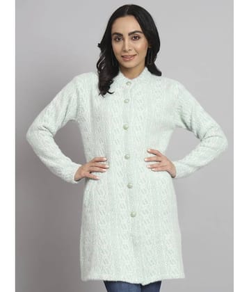 eWools.in Woollen Round Neck Women's Buttoned Cardigans - Green ( )