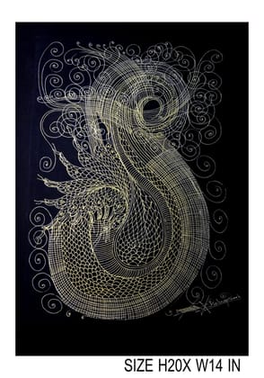 Striking Surpur Line Art Painting Mixed Media On Paper