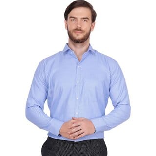 Baleshwar Men Blue Solid Formal Shirt (Pack of 1)