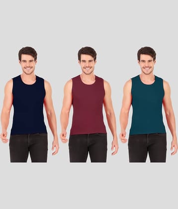 Hap Kings Pack of 3 Cotton Sleeveless vest For Men ( Multi )