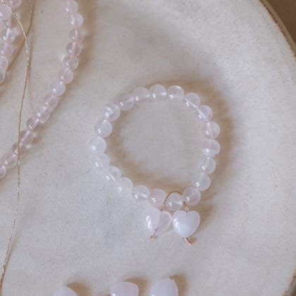 Dangling Hearts - Pink Quartz Bracelet