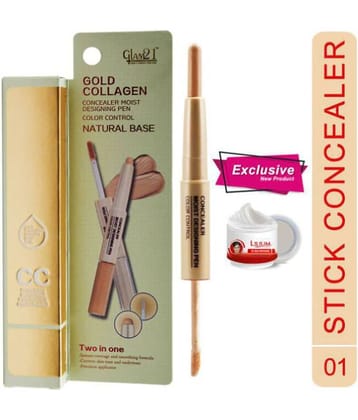 Glam21 Gold Collagen Dual Liquid Concealer CL1015A-01 With Skin Whitening Cream20ml Beige 5 mL