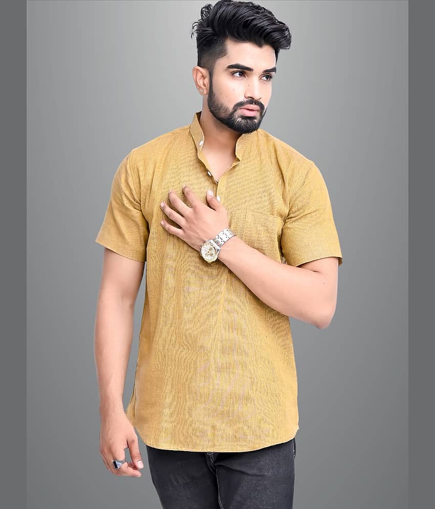 QuaClo - Mustard Cotton Men's Regular Kurta ( Pack of 1 )