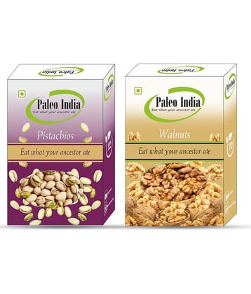 Paleo India 400g Combo Pack Pista Akhrot| Pistachios 200gm Walnut Half 200gm Gift for Every Occasion
