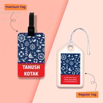 Personalized Bag Tags for Kids - Set of 5 - Nautical Design-Regular Bag Tags