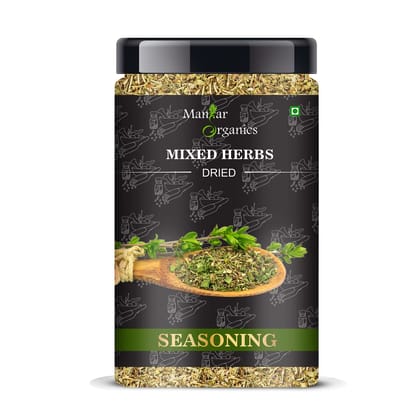 ManHar Organics Dried Mixed Herbs Seasoning Jar: 400gm (Mix of oregano, basil, thyme, rosemary, parsley, chilli flakes, garlic powder) (Mixed herbs, 400gm)