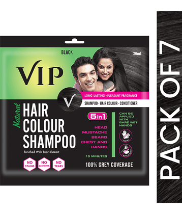 VIP Hair Colour Shampoo Unscented Permanent Hair Color 140 mL Black