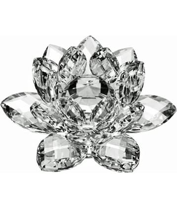 S.S Creation 2 Inch Crystal Lotus Flower - Peace Wealth And Prosperity Clear Hue Reflection