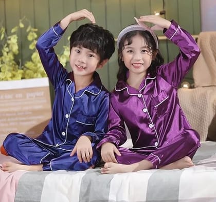 Imported Satin Co-ord Set for Boys and Girls 2pc Combo-1-2 year