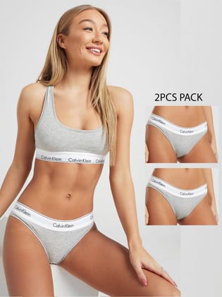 C K Classic Underwear - Women Pack Of 2 Briefs-XL / GREY
