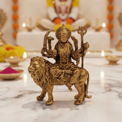 Mini Brass Durga Ji Idol Statue for Car Dashboard & Gifting, Height : 1.5 Inch (BSMAS1922 B)