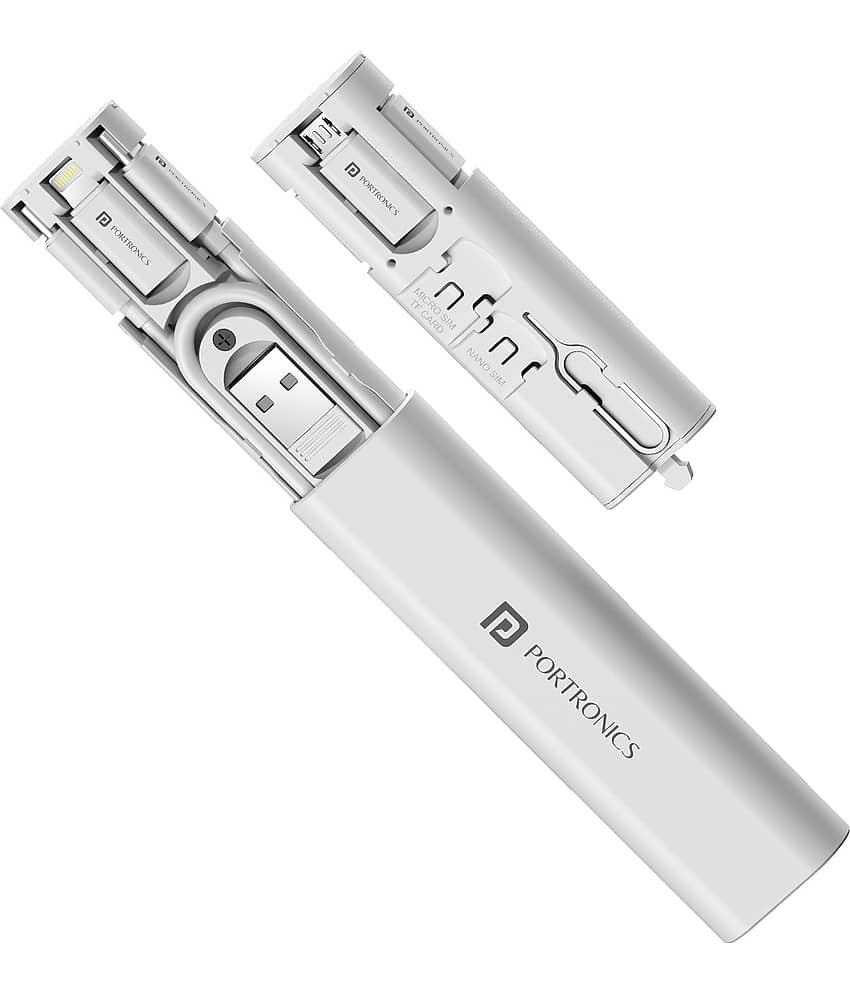 Portronics White 3A USB Data Cable 0.3 Meter