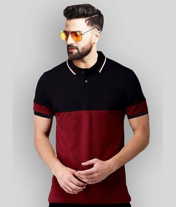 Leotude Pack of 1 Cotton Blend Regular Fit Colorblock Half Sleeves Men's Polo T Shirt ( Purple )