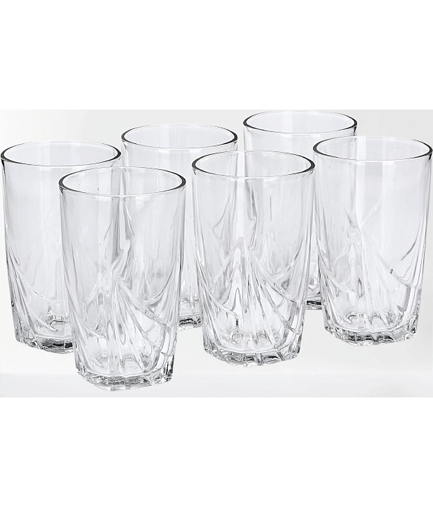 AFAST Party Glass/Beer Mug Glass Plain Glasses Set 350 ml ( Pack of 6 ) Transparent