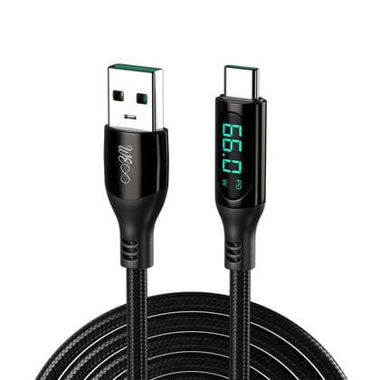 Walta Elite Real Plus Pro Advance USB to Type-C Fast Charging Digital Display Cable Charge , Black