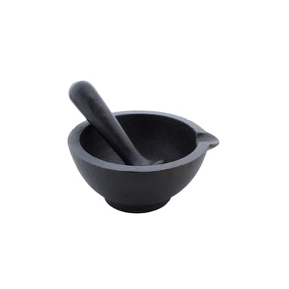 Trilonium Triple Seasoned Cast Iron Khalbatta - Mortar and Pestle - Silbatta 11 cms