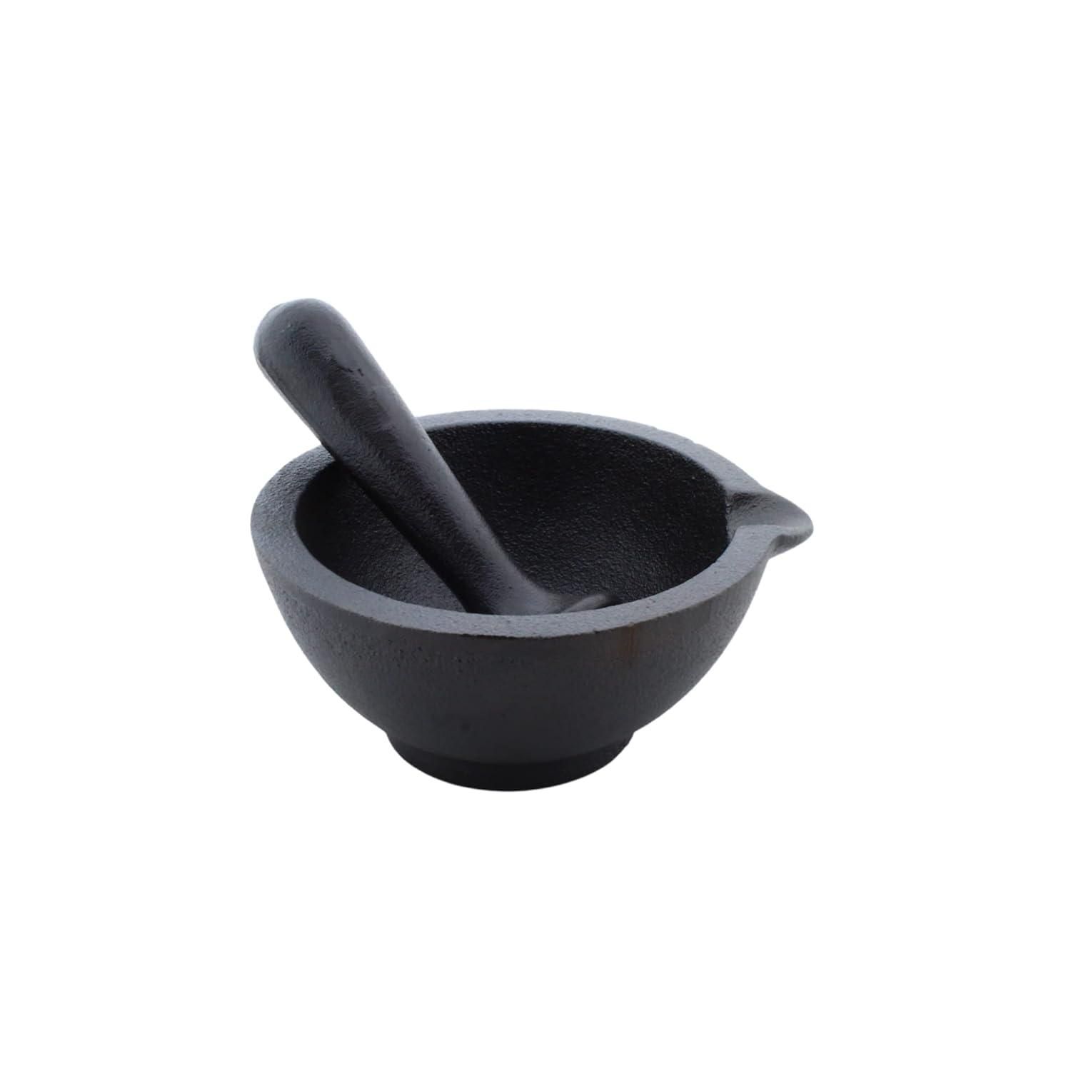 Trilonium Triple Seasoned Cast Iron Khalbatta - Mortar and Pestle - Silbatta 11 cms