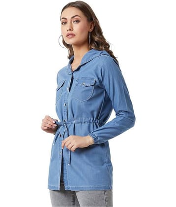 Miss Chase Denim Blue Hooded Jackets