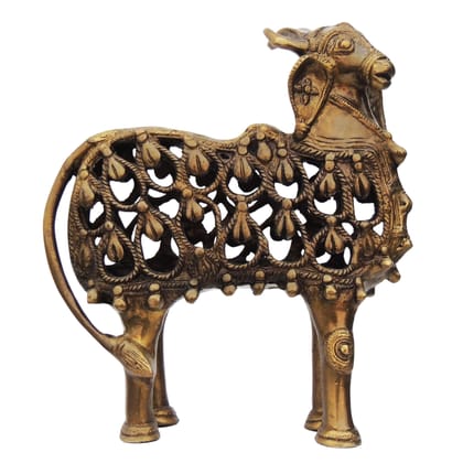 Brass Showpiece Nandi Jali Statue - Artistic Brass Pooja Showpiece, Height : 8.2 Inch (BSMAS564 A)
