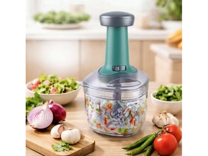 BALTRA Push Press Chopper 750ml, Manual Hand Press Push Chopper with 3 Blades for Effortless Chopping Vegetables BALTRA Push Press Chopper 750ml, Manual Hand Press Push Chopper with 3 Blades for Effortless Chopping Vegetables