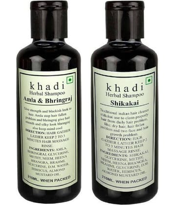 Khadi Herbal Best of Hair combo- Amla & Bhringraj and Shikakai Shampoo 420 ml Pack of 2