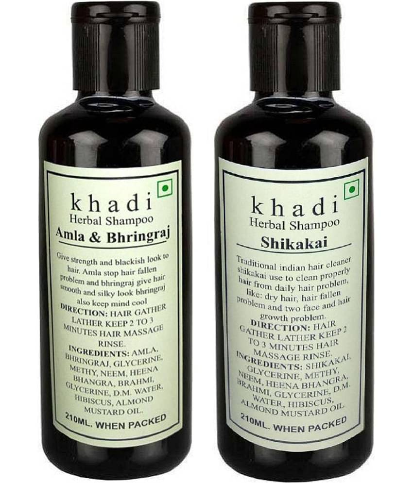 Khadi Herbal Best of Hair combo- Amla & Bhringraj and Shikakai Shampoo 420 ml Pack of 2