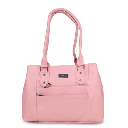 Jothi Duvera Premium Womens Handbag | 3-Compartment Synthetic Leather Tote | Tumbled Matte Finish | Water-Resistant | Soft Base | Pink