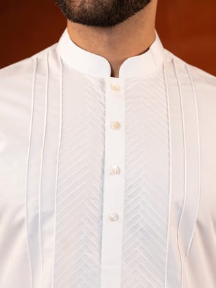 White fine Cotton Embroidered Kurta Set-XS/36 / Kurta Churidaar Set