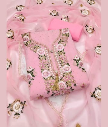 Rangtulika Ethnics Pink Georgette A-line Unstitched Dress Material