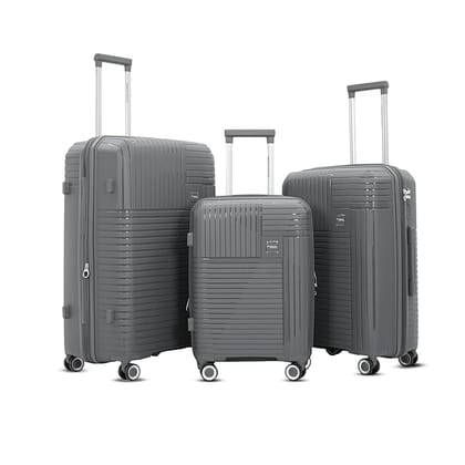 AMERICAN TRAVELLER TourisTravel Polypropylene Trolley Bags Set of 3 | Lightweight Expandable Hardshell Luggage Suitcase Bag Large with 8 Lego Wheels & TSA Type Lock (3, Grey)