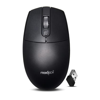 FRONTECH Wireless Optical Mouse | 2.4GHz | 1600DPI | USB Nano Receiver | Ergonomic Design | Black (MS-0056)