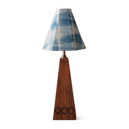 Tie & Dye Cotton Lampshade - 9x9-Blue / Cream / 100% Cotton / H: 9" x B; 9"