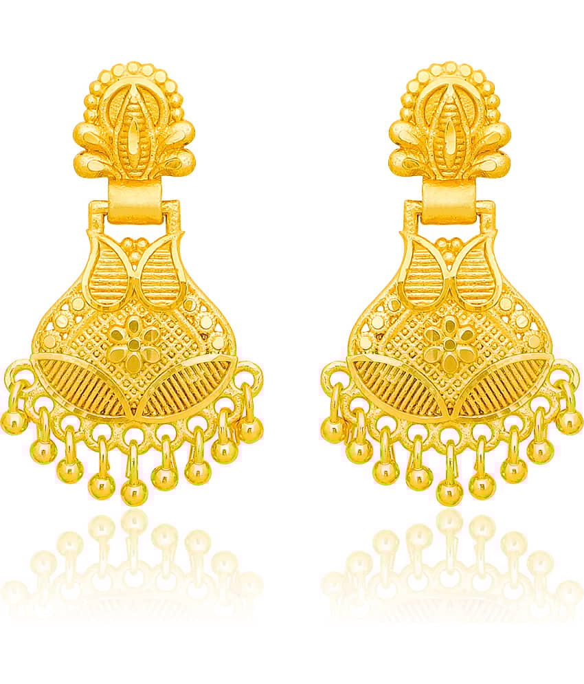 LUV FASHION Golden Chandbalis Earrings ( Pack of 1 )