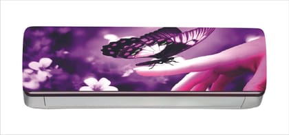 DreamKraft Decorative Butterfly & Lighting Flowers with Dark Background AC Sticker (Multicolor PVC Vinyl, 30cm X 91cm)