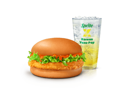 Korean Chicken Surprise Burger + Korean Yuzu-Pop Sprite