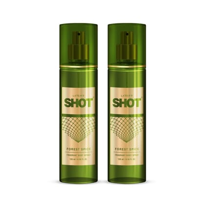 Layer'r Shot Forest Spice Body Spray For Men - 2 x135 ml | Long Lasting Premium Confident & Fresh Fragrance | Perfect For All Occasions | Gift For Men