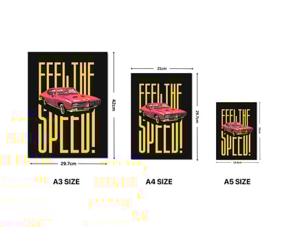 "FEEL THE SPEED"- Shiny & Sturdy Metallic Poster – Art That Pops & Sticks-A5