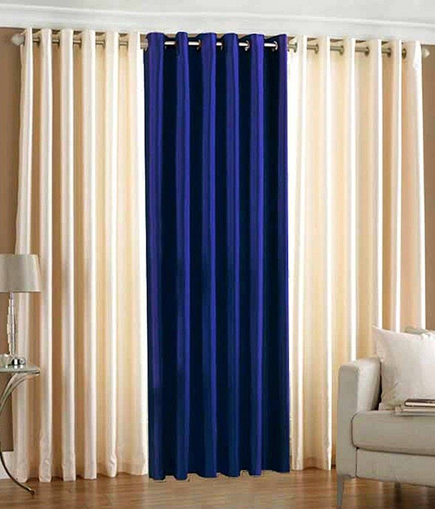 Homefab India Plain Semi-Transparent Eyelet Window Curtain 5ft (Pack of 3) - Multicolor
